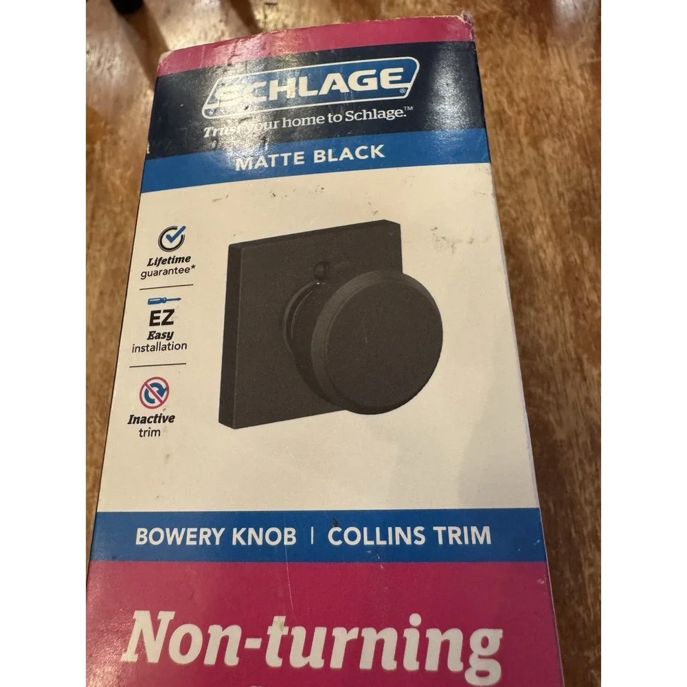 Schlage Matte‎ Black Non Turning Bowery Knob Collin's Trim